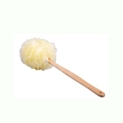 Long handle  wooden bath back brush mesh bath ball